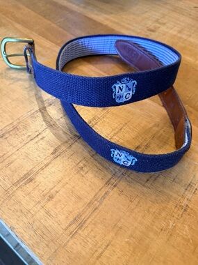 Northwood Club Texas Golf Hall of Fame Embroidered belt navy leather YRI size 34